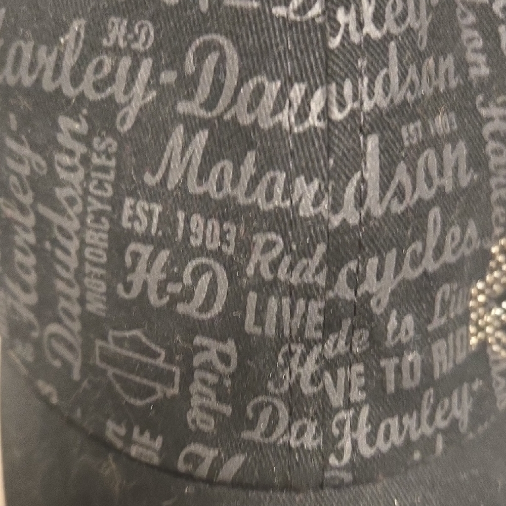 Harley-Davidson Gray Patterned Cap with Rhinestone Logo - Picture 3 of 9